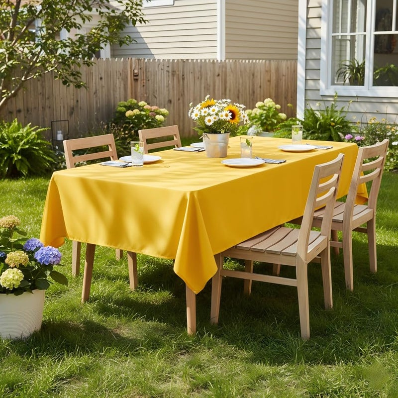 sancua Rectangle Tablecloth - 60 x 102 Inch - Stain and Wrinkle Resistant Washable Polyester Table Cloth, Decorative Fabric Table Cover for Dining Tables, Buffet Parties and Camping, Yellow - Image 4